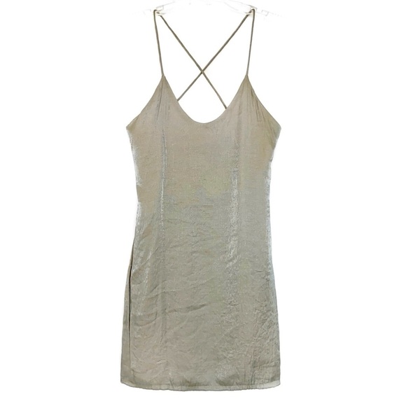 GOLDIE Salina Gold Metallic Satin Slip Mini Dress - Picture 1 of 10